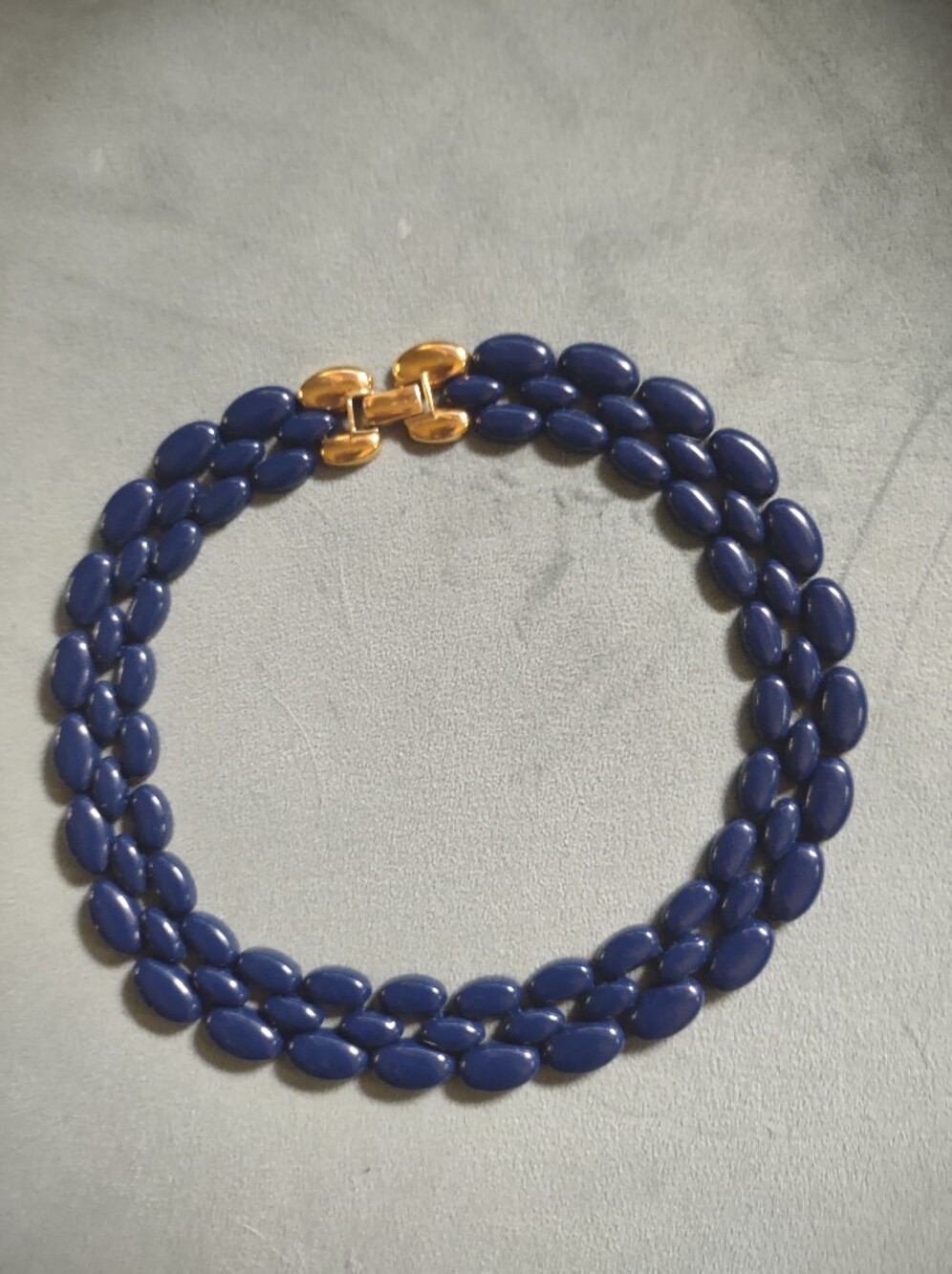 Classic Navy Necklace with Gold Clasp